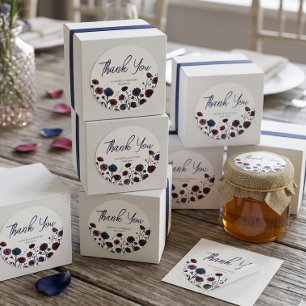 Sticker Rond Mariage Fleurs Burgundy & Bleu Atmosphère