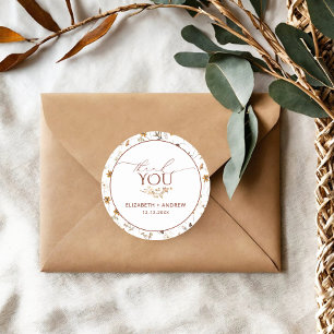 Sticker Rond Mariage Fleurs Sauvages Minimaliste d'Automne 