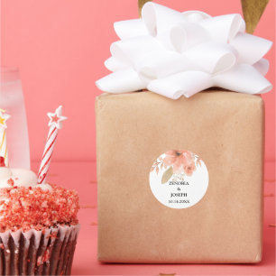 Sticker Rond Mariage floral à feutre minimal