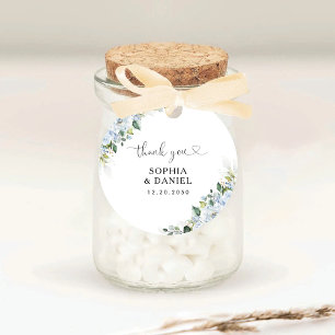 Sticker Rond Mariage Floral Bleu Clair Romantique