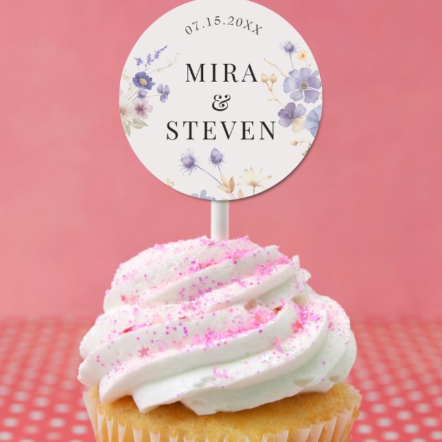 Sticker Rond Mariage floral bohème rustique (Créateur téléchargé)