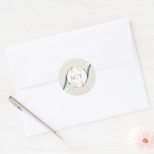 Sticker Rond Mariage floral botanique à l'aquarelle vintage de 