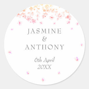 Sticker Rond Mariage floral de fleurs de pêche