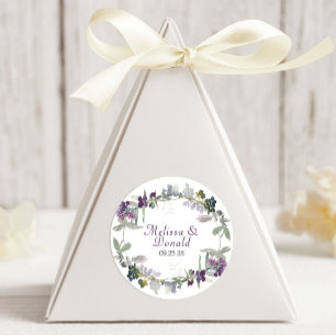 Sticker Rond Mariage floral de Fleurs sauvages d'aquarelle