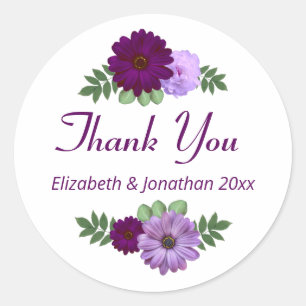 Sticker Rond Mariage floral de pivoine violette