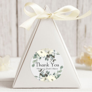 Sticker Rond Mariage floral de roses blanches d'ivoire