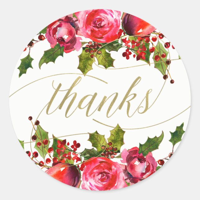 Sticker Rond Mariage floral de vacances Favor Merci (Devant)