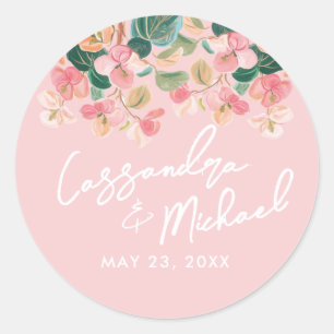 Sticker Rond Mariage Floral Désert Rose