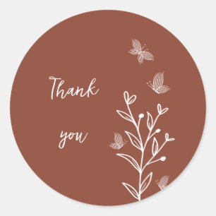 Sticker Rond Mariage floral élégant terracotta romantique