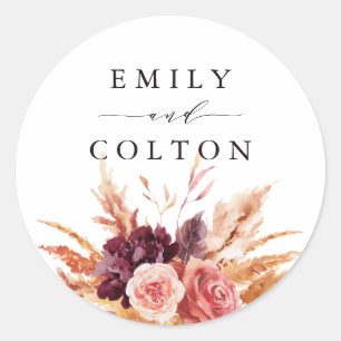 Sticker Rond Mariage Floral en terre de Bourgogne