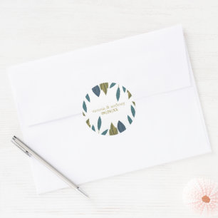 Sticker Rond Mariage floral feuille rustique