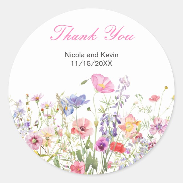 Sticker Rond Mariage floral fleur sauvage Spring (Devant)