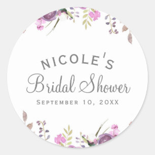 Sticker Rond Mariage Floral Lavender Lilac
