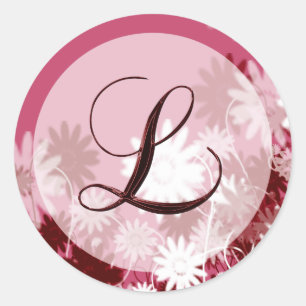 Sticker Rond Mariage floral lunaire Monogramme L Enveloppe Scea
