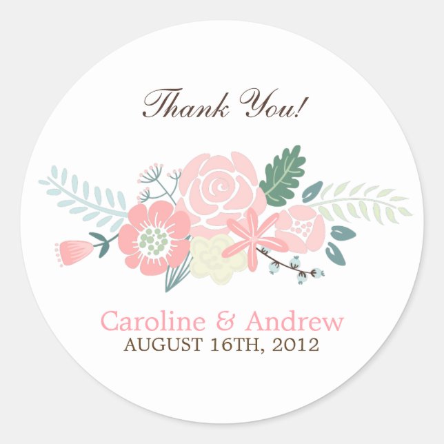 Sticker Rond Mariage floral moderne (Devant)