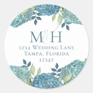 Sticker Rond Mariage Floral Monogramme Adresse de retour Hydran