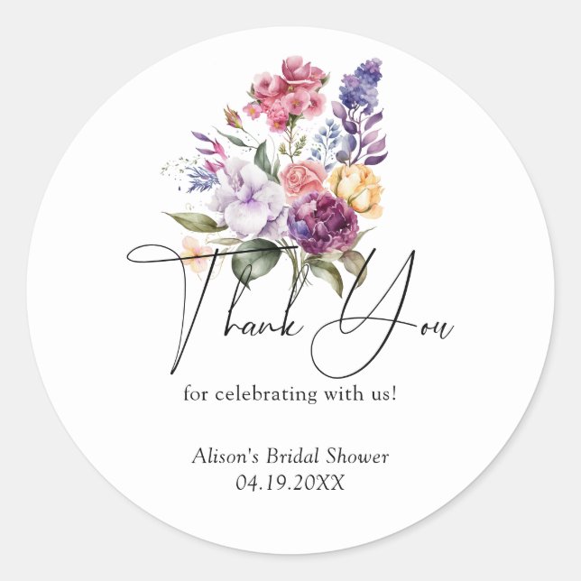Sticker Rond Mariage Floral Printanier Amour En Fleur (Devant)