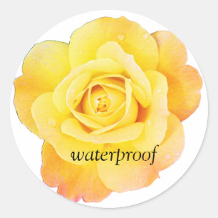 Sticker Rond Mariage floral rose jaune étanche