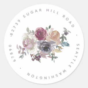 Sticker Rond Mariage Floral Rustique Terme Personnalisé Adresse