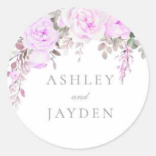 Sticker Rond Mariage Floral Violet Merveilleux