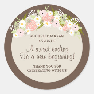 Sticker Rond Mariage Floral Wreath