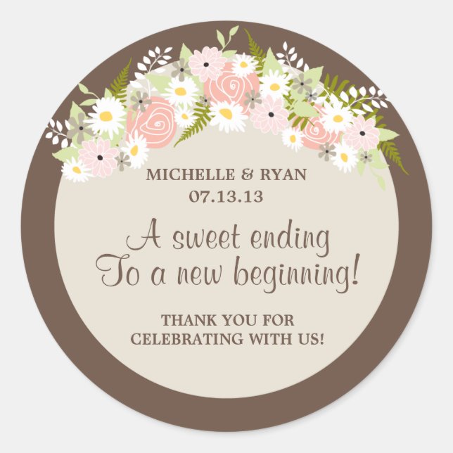 Sticker Rond Mariage Floral Wreath (Devant)