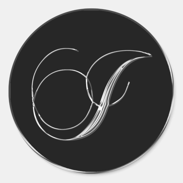 Sticker Rond Mariage Formel Argent Et Noir Monogramme I Sceau (Devant)