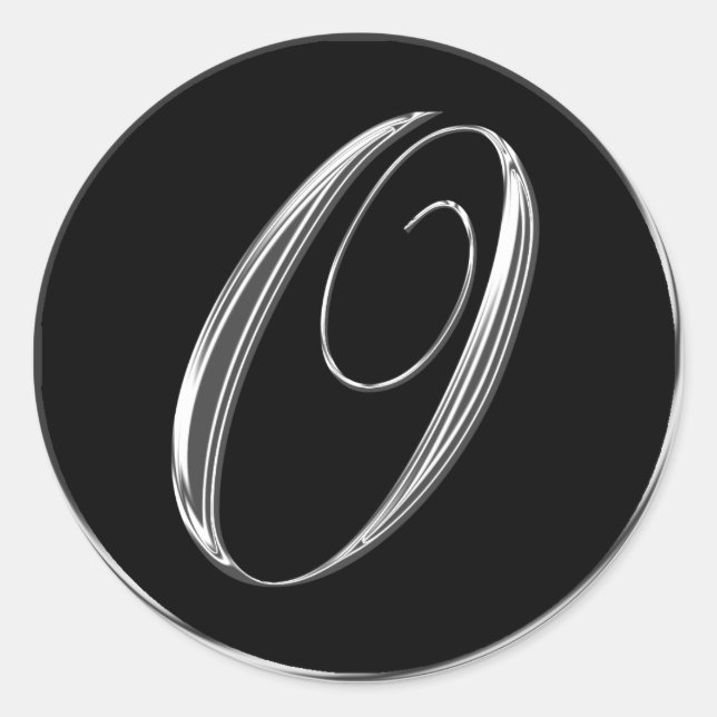 Sticker Rond Mariage Formel Argent Et Noir Monogramme O Sceau (Devant)