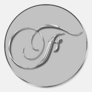 Sticker Rond Mariage Formel Argent Monogramme F Enveloppe Phoqu