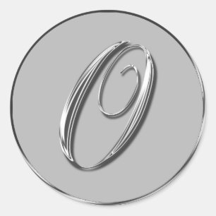 Sticker Rond Mariage Formel Argent Monogramme O Sceau