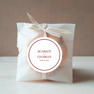 Sticker Rond Mariage Formel Classique avec Monogramme en Bourgo