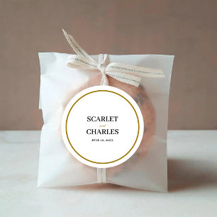 Sticker Rond Mariage Formel Classique Monogramme Noir Or