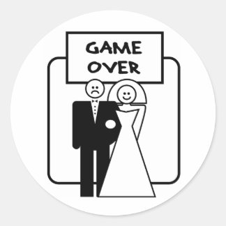 Sticker Rond Mariage "Game Over"