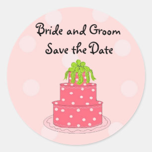Sticker Rond Mariage Gâteau Enregistrer la date