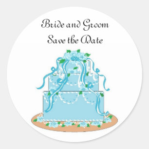 Sticker Rond Mariage Gâteau Enregistrer la date