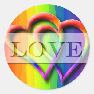 Sticker Rond Mariage gay Deux Coeurs Amour Invitation RSVP Enre