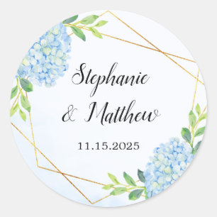 Sticker Rond Mariage géométrique moderne Blue Hydrangea