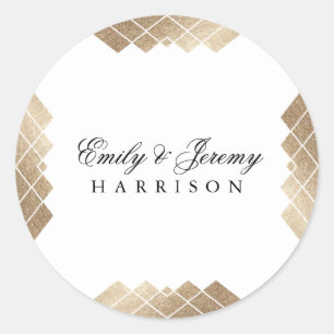 Sticker Rond Mariage géométrique White Gold Gatsby
