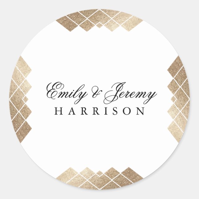 Sticker Rond Mariage géométrique White Gold Gatsby (Devant)