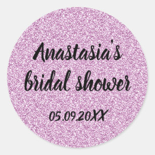 Sticker Rond Mariage Glamour Lilac Violet Paillettes Étincelles