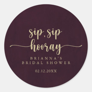 Sticker Rond Mariage Gold Burgundy Sip Sip Hooray