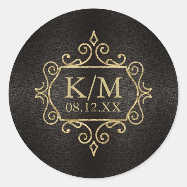 Sticker Rond Mariage Gold Filigree fin ID871 (Devant)