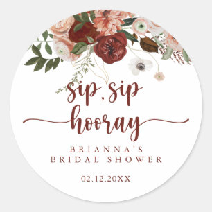 Sticker Rond Mariage Gold Rustic Floral Sip Sip Hooray pour une
