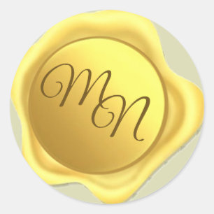 Sticker Rond Mariage Gold Wax Seal classique collant rond