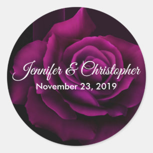 Sticker Rond Mariage gothique à fleurs violettes-rouges