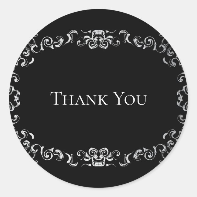 Sticker Rond Mariage gothique argenté et noir (Devant)