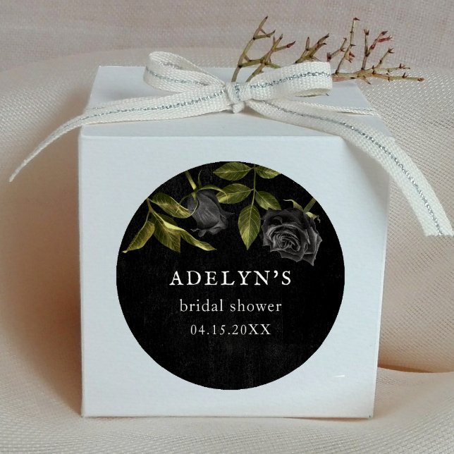 Sticker Rond Mariage gothique Fleurs noires (Créateur téléchargé)