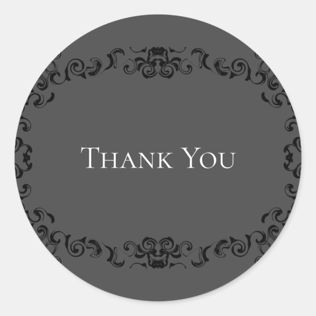 Sticker Rond Mariage gothique gris et noir (Devant)