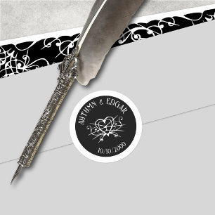 Sticker Rond Mariage gothique noir blanc