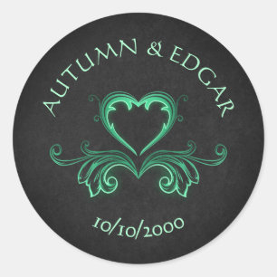 Sticker Rond Mariage gothique noir vert